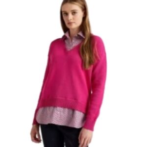 Ralph Lauren Black Label Fuchsia V-Neck Sweater